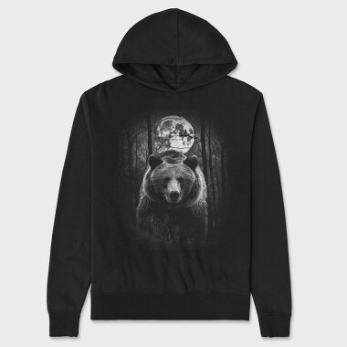 Forest Bear Moon, Hanorac Oversize Barbati (Unisex)