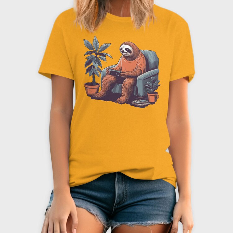 Chill Sloth Playing Video Games, Tricou Barbati (Unisex)