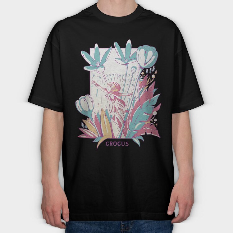Fantasy Fairy In Flower Field Fairycore, Tricou Oversize Barbati (Unisex)