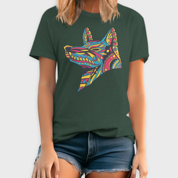 Huichol Colorful Wolf, Tricou Barbati (Unisex)