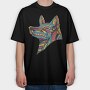 Huichol Colorful Wolf, Tricou Oversize Barbati (Unisex)