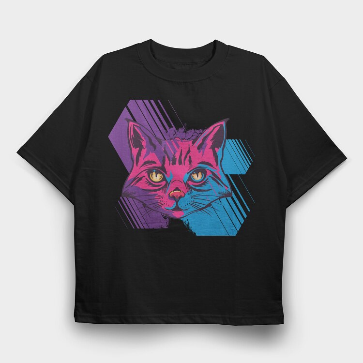 Trippy Cat, Tricou Oversize Barbati (Unisex)