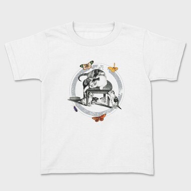 Vintage Cats Butterflies, Tricou Copii