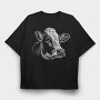 Farm Cow Portrait, Tricou Oversize Barbati (Unisex)