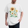Sunflower Watercolor Flowers Leaves Tote, Tricou Barbati (Unisex)