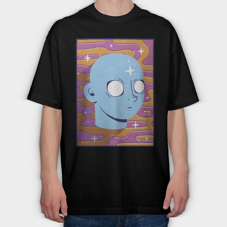 Trippy Face Retro Background, Tricou Oversize Barbati (Unisex)