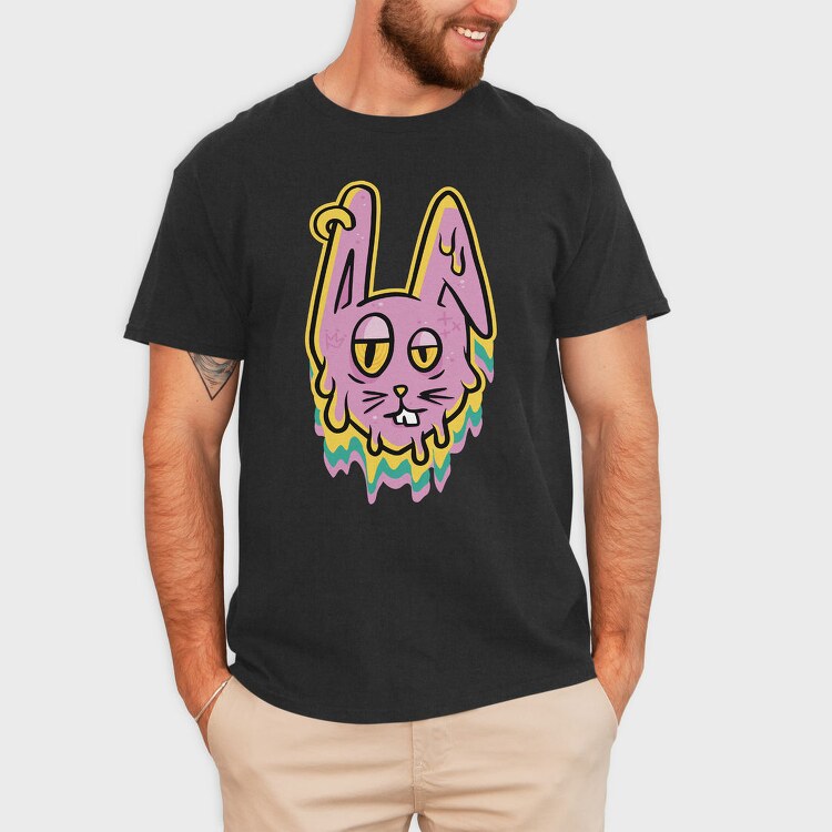 Trippy Melting Bunny, Tricou Barbati (Unisex)