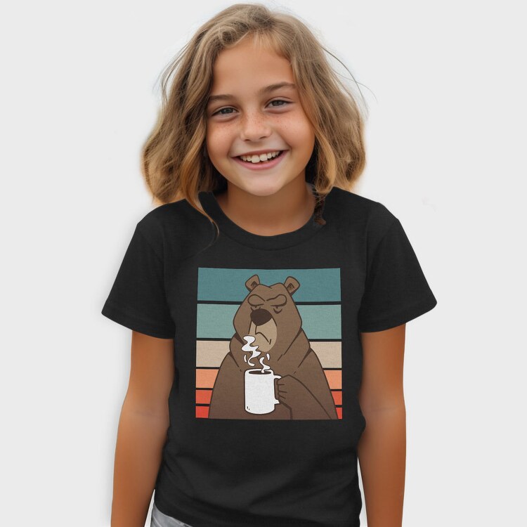 Brown Bear With Coffee Grumpy, Tricou Copii