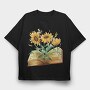 Sunflowers Coming Out Of Book Watercolor, Tricou Oversize Barbati (Unisex)