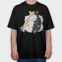 Fat Cat Resting, Tricou Oversize Barbati (Unisex)