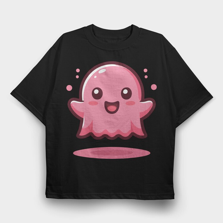 Bubbly Pink Ghost, Tricou Oversize Barbati (Unisex)