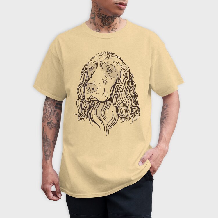 Cocker Illustration Spaniel Dog, Tricou Barbati (Unisex)