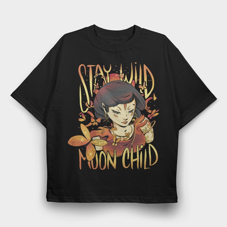 Magical Woman With Butterflies Moon Child, Tricou Oversize Barbati (Unisex)