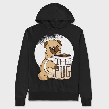 Coffee Pug Mug, Hanorac Oversize Barbati (Unisex)