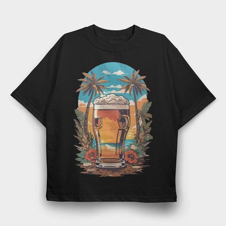 Tropical Beer Beach, Tricou Oversize Barbati (Unisex)