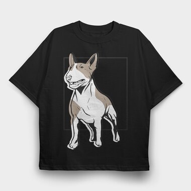 Bull Terrier Linear, Tricou Oversize Barbati (Unisex)
