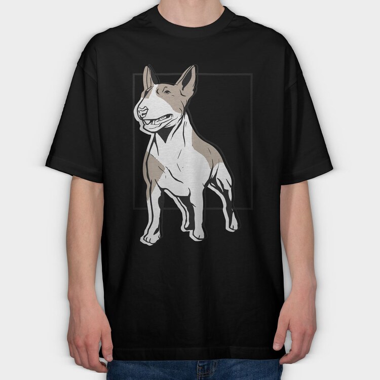 Bull Terrier Linear, Tricou Oversize Barbati (Unisex)