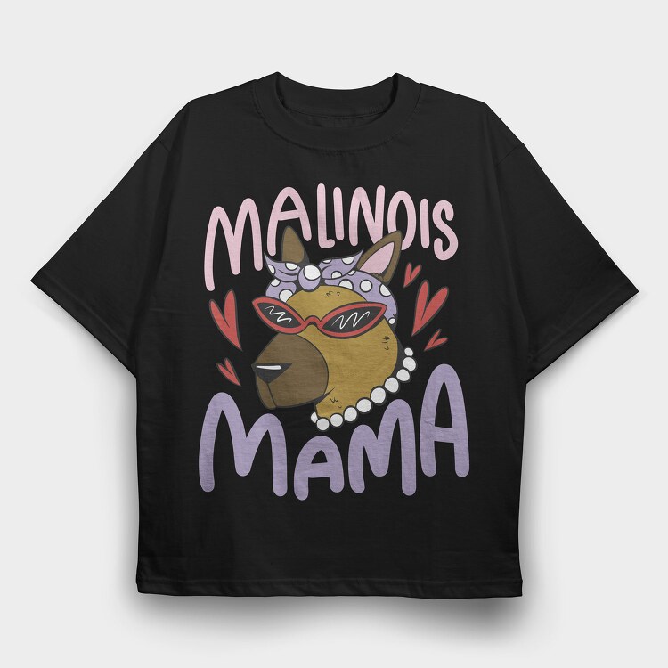 Female Dog With Sunglasses Malinois Mama, Tricou Oversize Barbati (Unisex)