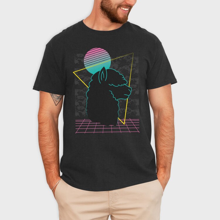 Vaporwave Alpaca Retro, Tricou Barbati (Unisex)