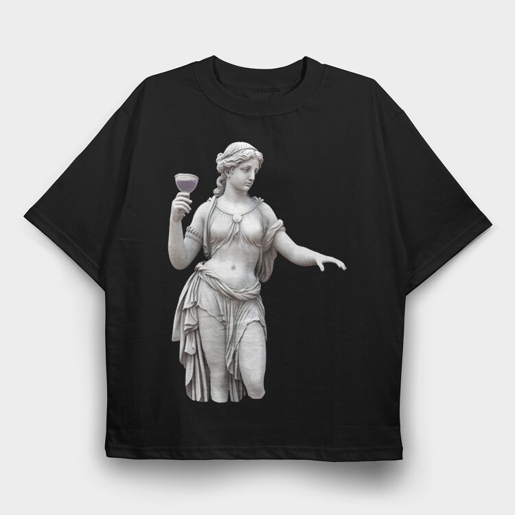 Female Statue Wine Woman, Tricou Oversize Barbati (Unisex)