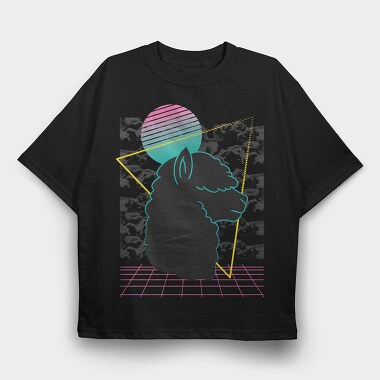 Vaporwave Alpaca Retro, Tricou Oversize Barbati (Unisex)