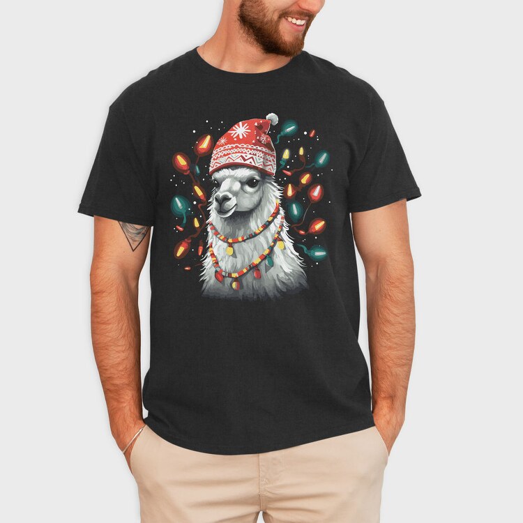 Festive Llama Christmas, Tricou Barbati (Unisex)