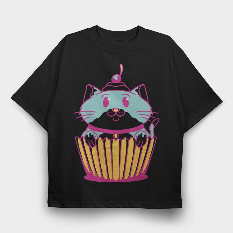 Sweet Cupcake Cat Muffin, Tricou Oversize Barbati (Unisex)