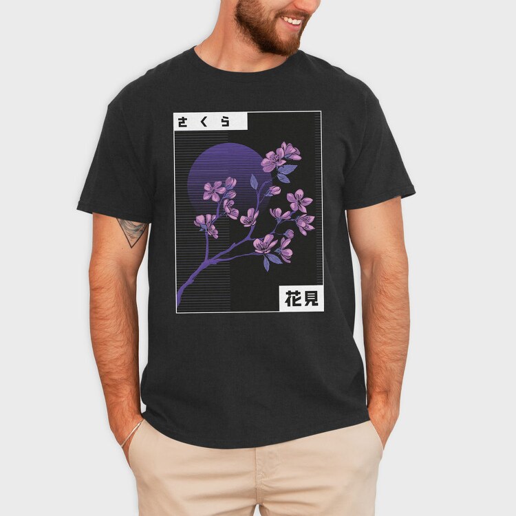 Vaporwave Cherry Blossom, Tricou Barbati (Unisex)