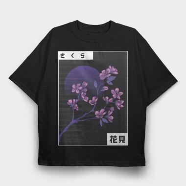 Vaporwave Cherry Blossom, Tricou Oversize Barbati (Unisex)