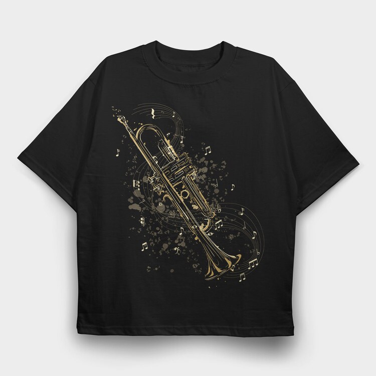 Trumpet Instrument Musical Notes Trompete, Tricou Oversize Barbati (Unisex)