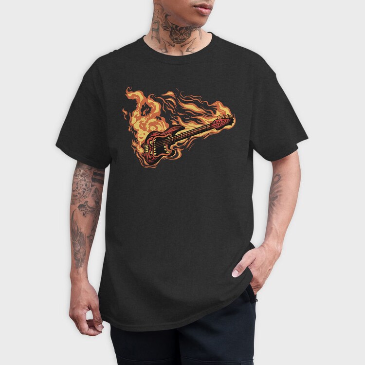 Fire Bass Guitar Devil, Tricou Barbati (Unisex)