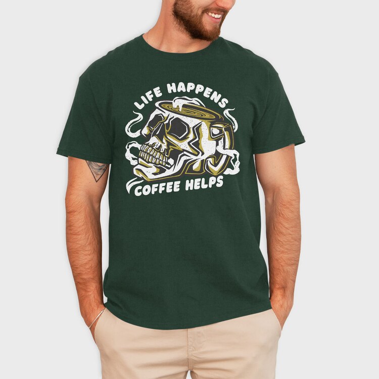 Coffee Skull Cofee Hellps, Tricou Barbati (Unisex)
