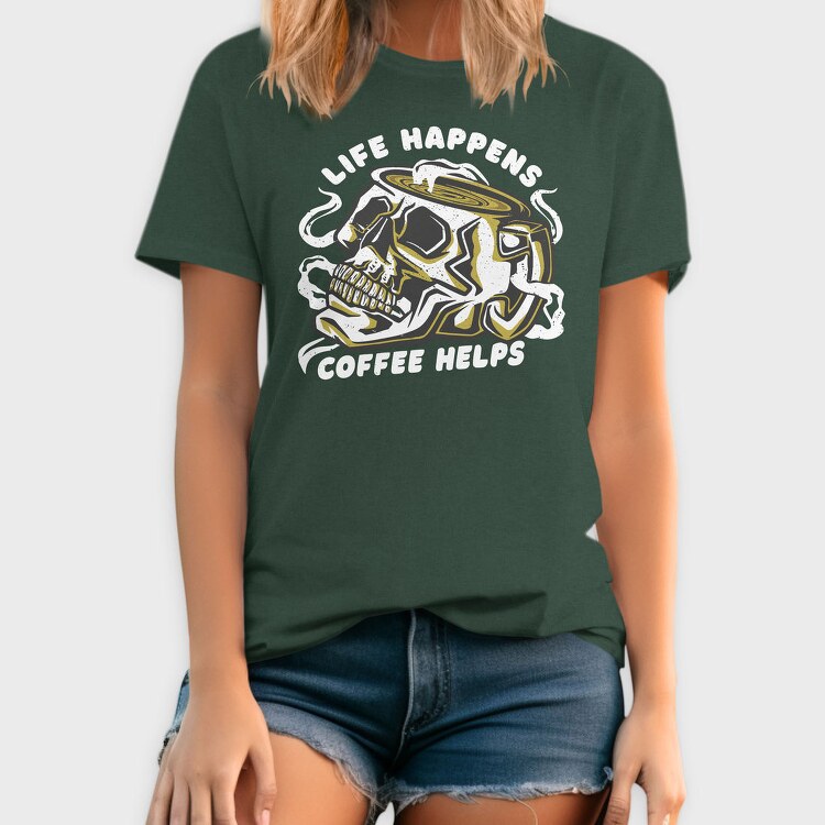 Coffee Skull Cofee Hellps, Tricou Barbati (Unisex)