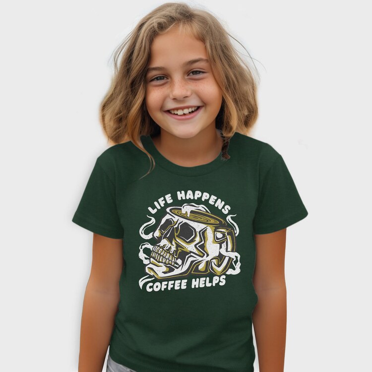 Coffee Skull Cofee Hellps, Tricou Copii