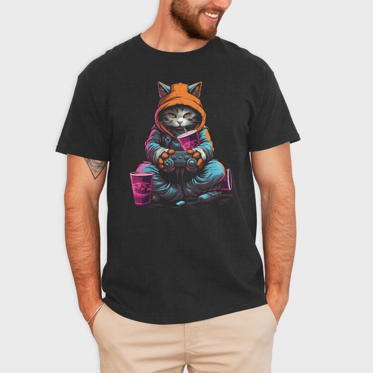 Gamer Cat, Tricou Barbati (Unisex)