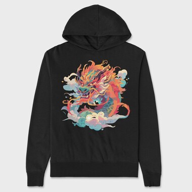 Colorful Dragon Chinese, Hanorac Oversize Barbati (Unisex)