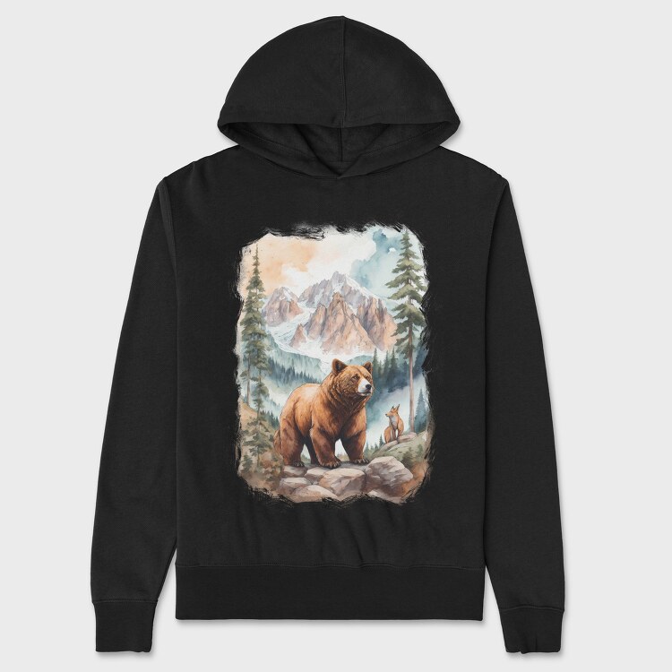 Hanorac Barbati (Unisex), Bear Watercolor Forest