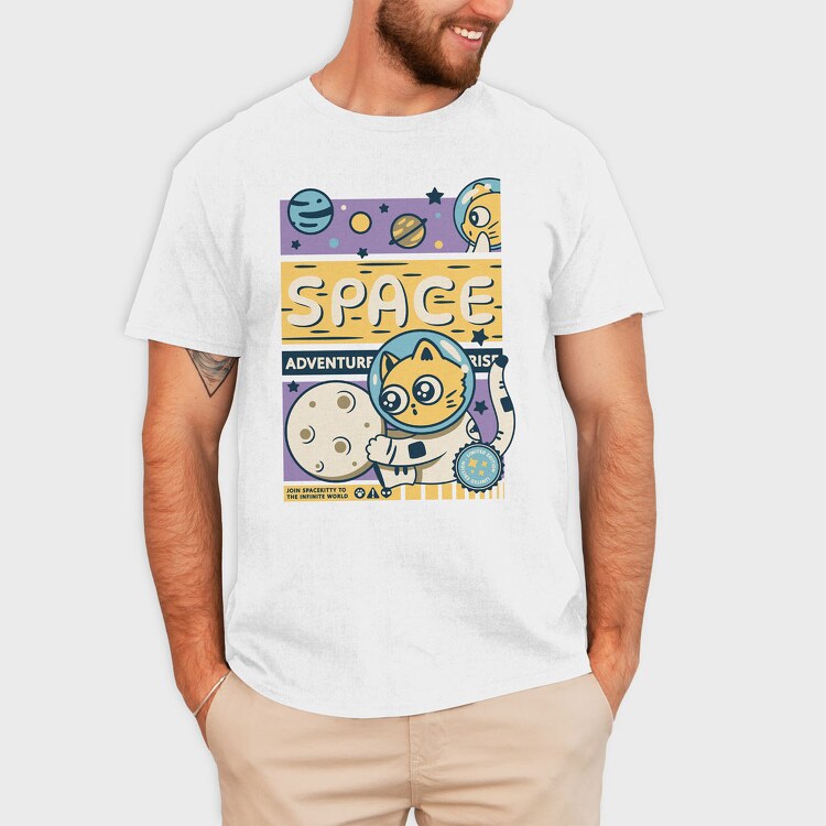 Space Adventure Cat, Tricou Barbati (Unisex)