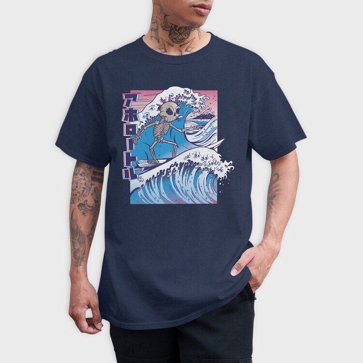 Skeleton Surf, Tricou Barbati (Unisex)