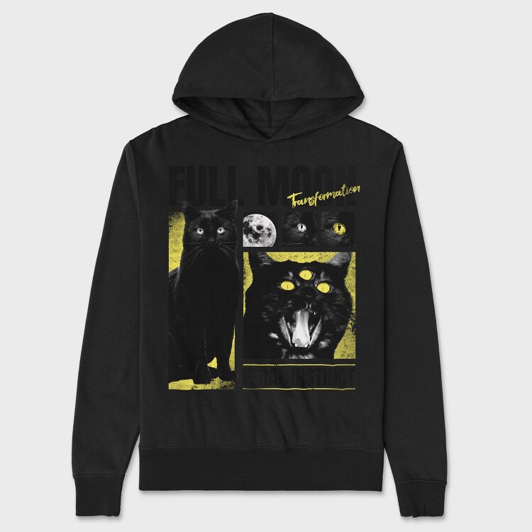 Full Moon Cat, Hanorac Oversize Barbati (Unisex)