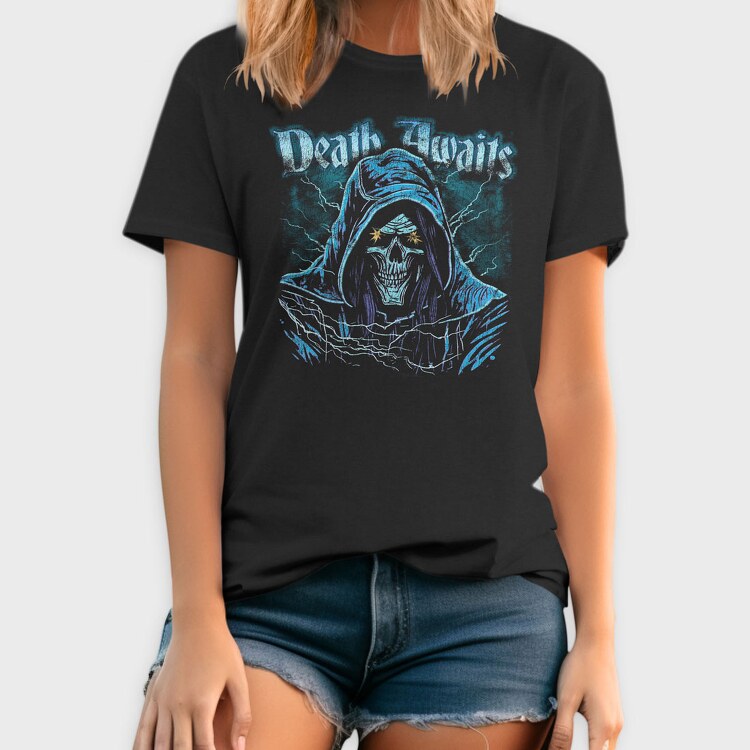 Death Awaits Grim, Tricou Barbati (Unisex)