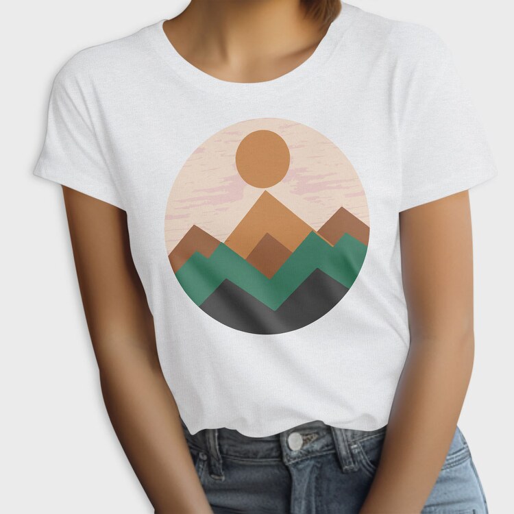 Geometric Retro Mountains, Tricou Femei