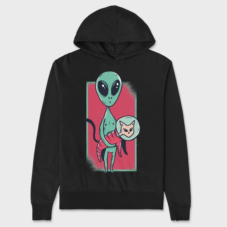 Alien Cat, Hanorac Oversize Barbati (Unisex)