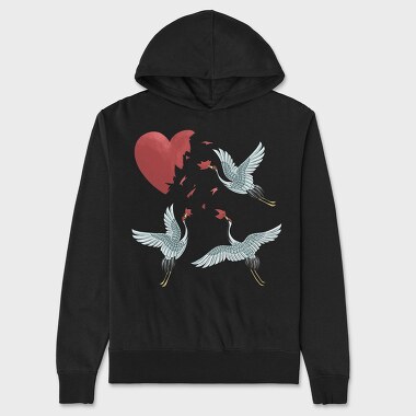 Crane Broken Heart, Hanorac Oversize Barbati (Unisex)