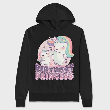 Birthday Princess Unicorns, Hanorac Oversize Barbati (Unisex)