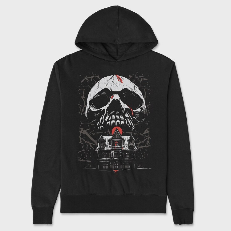 Skull Haunted House, Hanorac Oversize Barbati (Unisex)