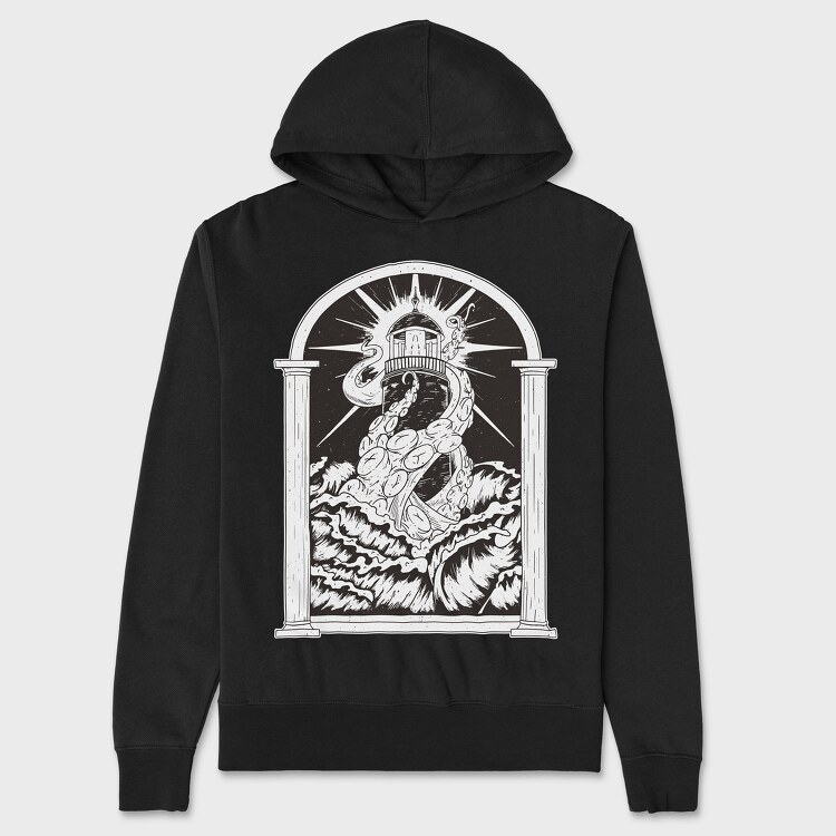 Lighthouse Kraken, Hanorac Oversize Barbati (Unisex)