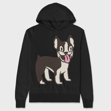 Boston Terrier Cartoon, Hanorac Oversize Barbati (Unisex)