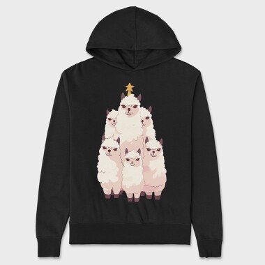 Llamas Christmas Tree, Hanorac Oversize Barbati (Unisex)