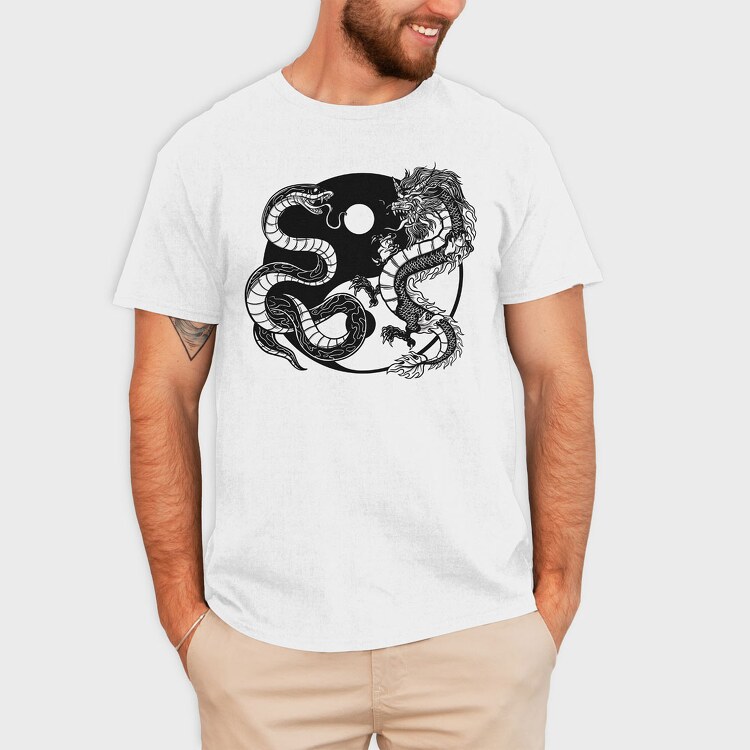 Yin Yang Dragon Snake, Tricou Barbati (Unisex)